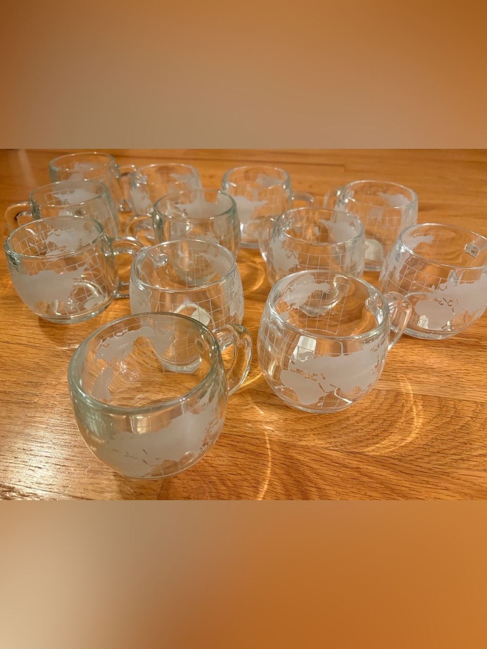 Complete and Rare Set of NEW 12 Vintage Nestle Globe Mugs with original branding